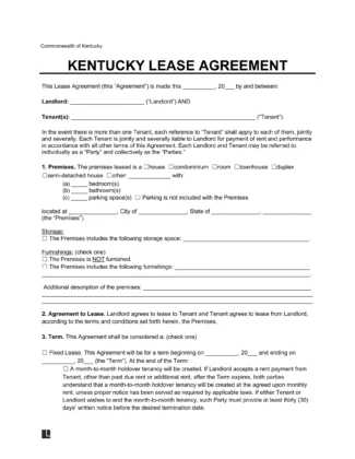 Kentucky Lease Agreement Template