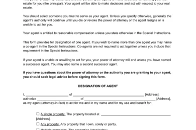 Kentucky Real Estate Power of Attorney Form