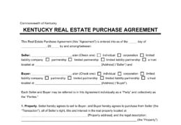 Kentucky Real Estate Purchase Agreement Form