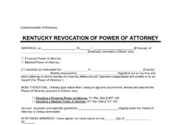Kentucky Revocation of Power of Attorney Form