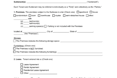 Kentucky Sublease Agreement Template