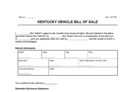 Kentucky vehicle bill of sale