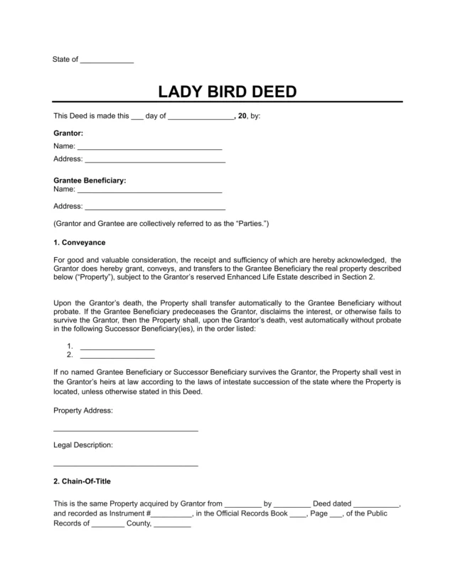 Lady Bird Deed form