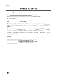 Landlord's Notice to Enter Template