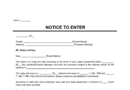 Landlord's Notice to Enter Template