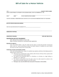 Larimer County Colorado Vehicle Bill of Sale Form
