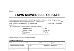 lawnmower bill of sale form