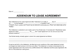 Lease Agreement Addendum Template