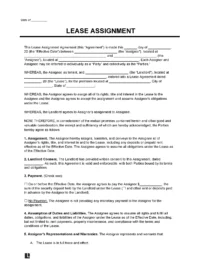 Lease Assignment Template