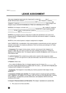 Lease Assignment Template