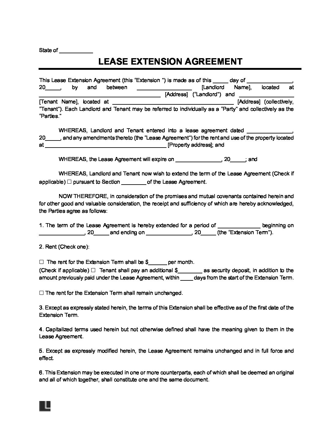 Lease Contract Extension Template