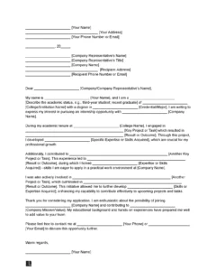 Letter of Intent for Internship Template