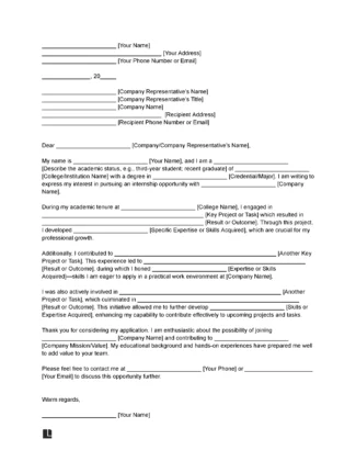 Letter of Intent for Internship Template