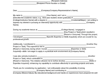 Letter of Intent for Internship Template