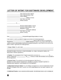 Letter of Intent for Software Development Template