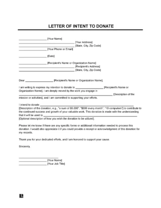 Letter of Intent to Donate Template