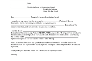 Letter of Intent to Donate Template