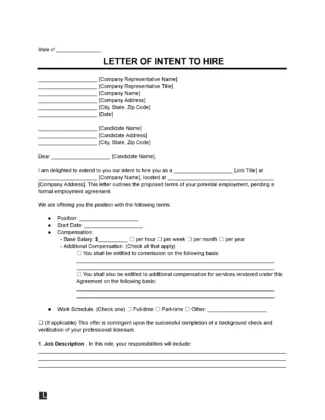 Letter of Intent to Hire