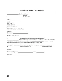 Letter of Intent to Marry (Beneficiary) Template