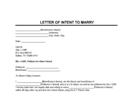 Letter of Intent to Marry (Beneficiary) Template