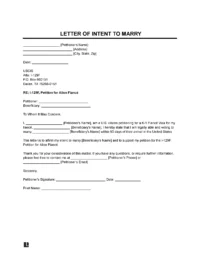 Letter of Intent to Marry (Petitioner) Template