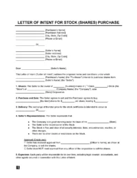 Letter of Intent to Purchase Stock Template