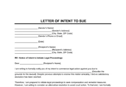 Letter of Intent to Sue (With Settlement Demand) template