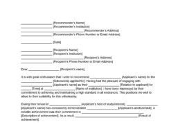 Letter of Recommendation for Scholarship