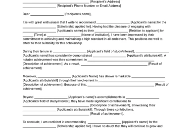 Letter of Recommendation for Scholarship