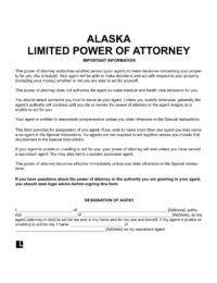 limited (special) power of attorney for alaska