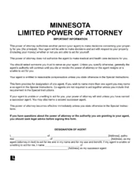 Minnesota Limited (Special) Power of Attorney 