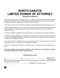 North Dakota Limited (Special) Power of Attorney 