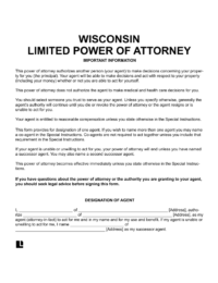 Wisconsin Limited (Special) Power of Attorney 