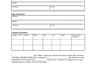 Livestock Bill of Sale screenshot