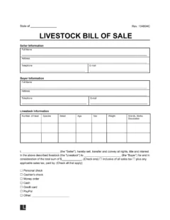 Livestock Bill of Sale screenshot