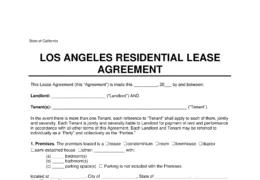 Los Angeles Residential Lease Agreement Template