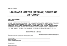 Louisiana Limited Power of Attorney Template