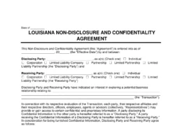 Louisiana Non-Disclosure and Confidentiality Agreement Template