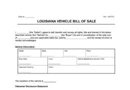 louisiana vehicle bill of sale