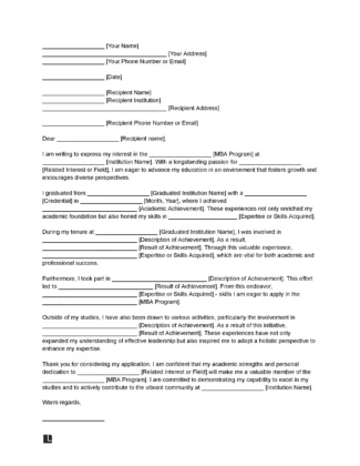 MBA Letter of Intent Template