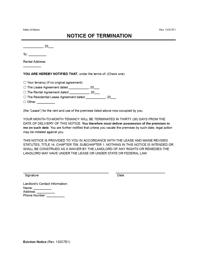 Free Maine Eviction Notice Forms | PDF & Word Downloads