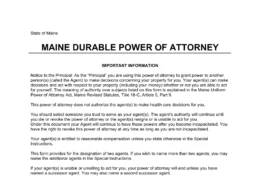 Maine Durable Power of Attorney Form