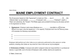 Maine Employment Contract Template