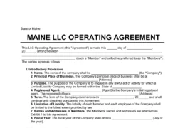 Maine LLC Operating Agreement Template