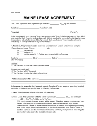 Maine Lease Agreement Template