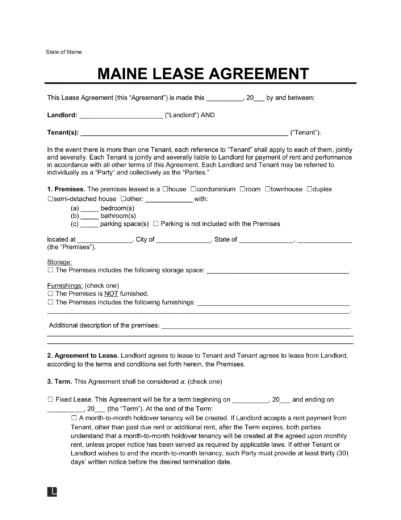 Maine Lease Agreement Template