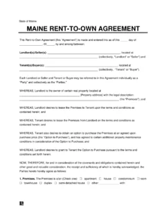 Maine Lease-to-Own Option-to-Purchase Agreement