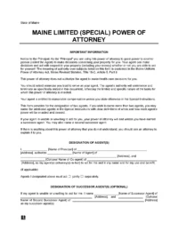 Maine Limited Power of Attorney Form