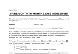 Maine Month-to-Month Rental Agreement