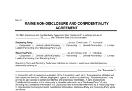 Maine Non-Disclosure and Confidentiality Agreement Template